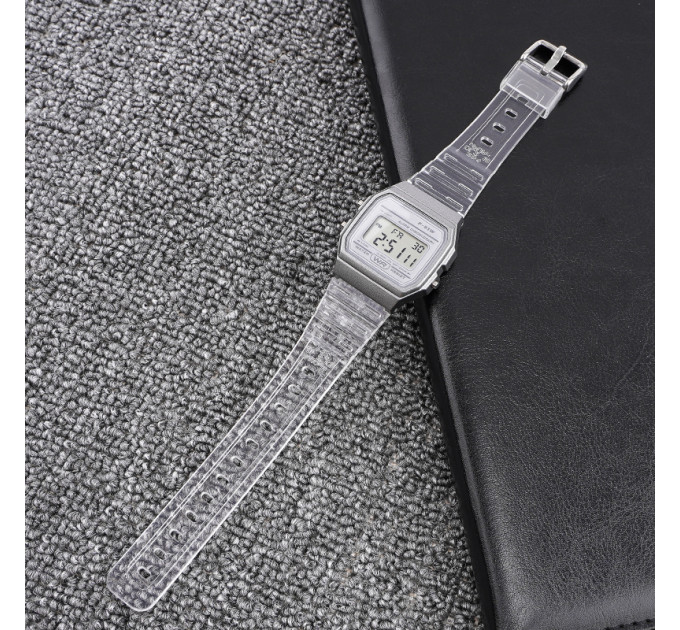Ремінець для Casio G-Shock F-84/94/105, F-91W, AE1300 Jelly Transparent Silver