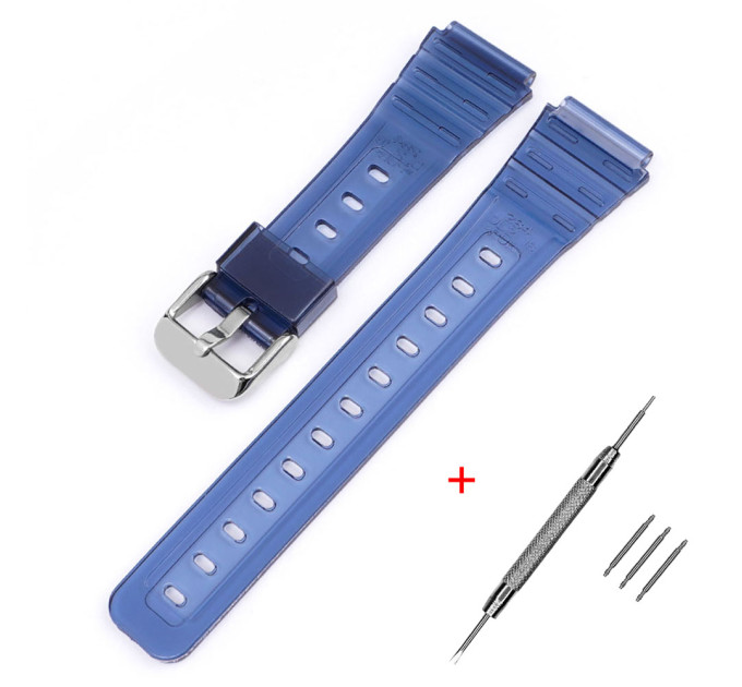 Ремінець для Casio G-Shock F-84/94/105, F-91W, AE1300 Jelly Blue Silver