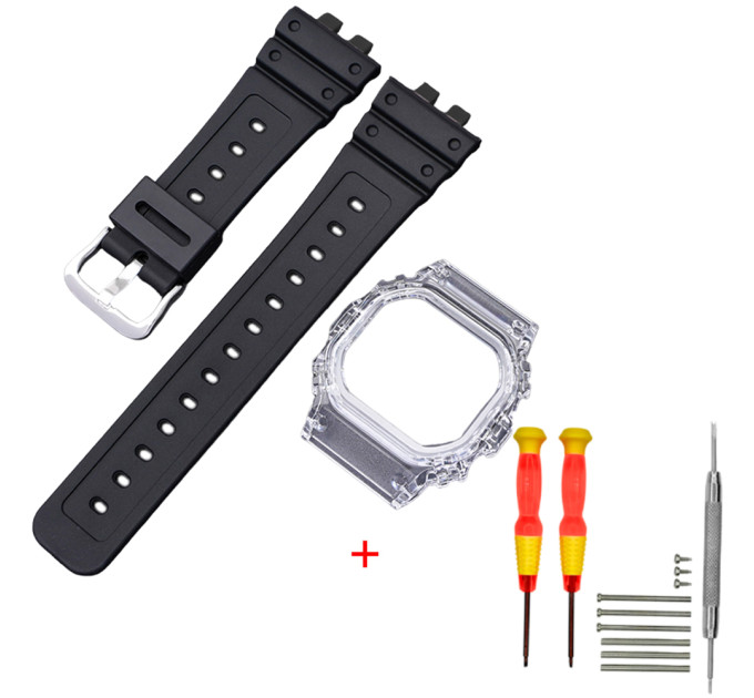 Ремінець + безель (рант) для Casio G-Shock GMW-B5000 Black Transp SI