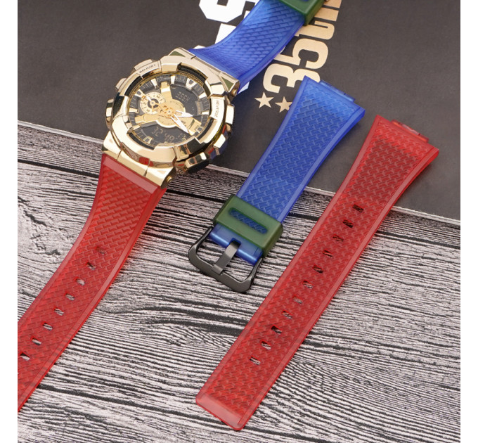 Ремінець для Casio G-Shock GA-100/110 Transl-Red-Blue GD