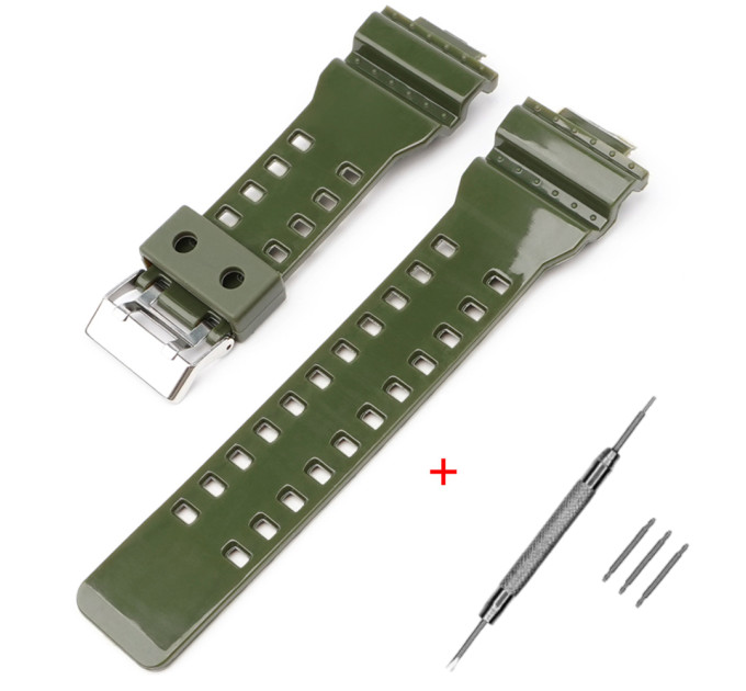 Ремінець для Casio G-Shock GA-100/110 Army Green-Glossy SI
