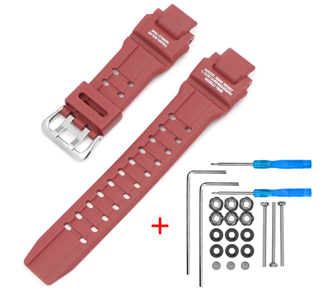 Ремінець для Casio G-Shock GW-A1000/GW-4000/GA-1000 Red Silver