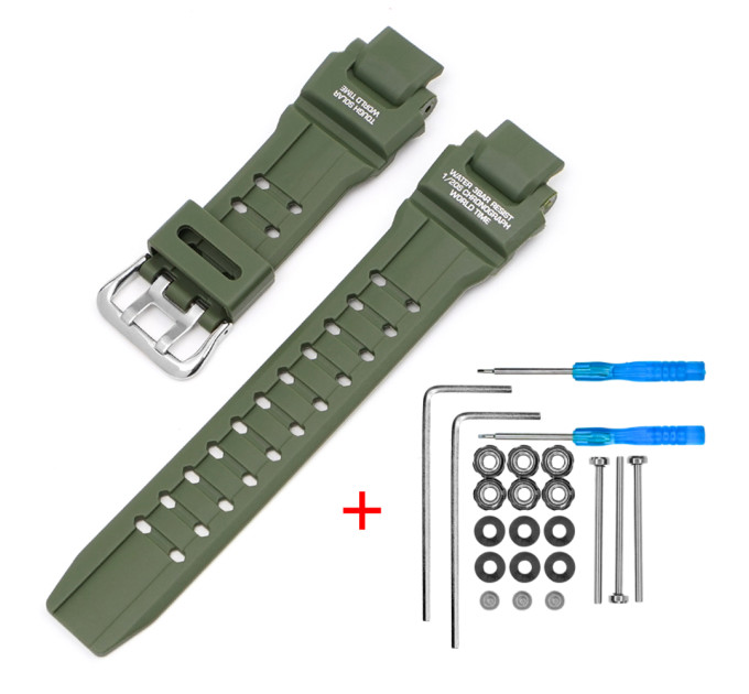 Ремінець для Casio G-Shock GW-A1000/GW-4000/GA-1000 Army Green Silver