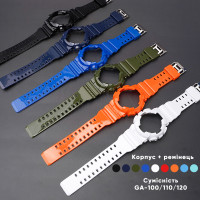 Ремінець + безель (рант) для Casio G-Shock GA-100 Dark Blue-Glossy SI