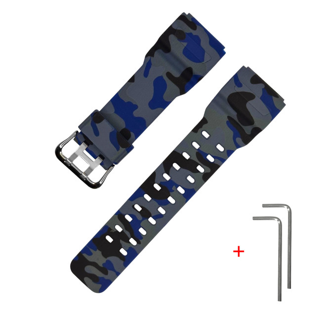 Ремінець + монтажні інструменти для Casio G-Shock GG-1000/GWG-100/GSG-100 Camo Blue Silver
