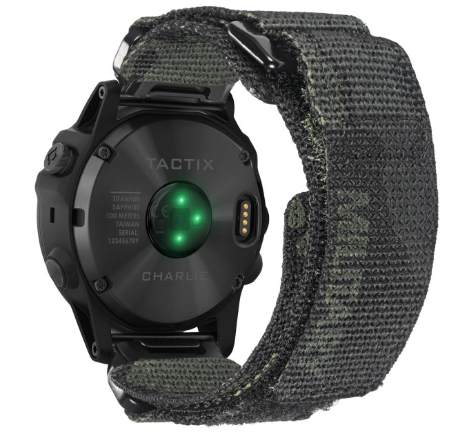 Ремінець для годинника Hemsut HGA131 Military nylon strap with Velcro Garmin Camo Black  22 mm