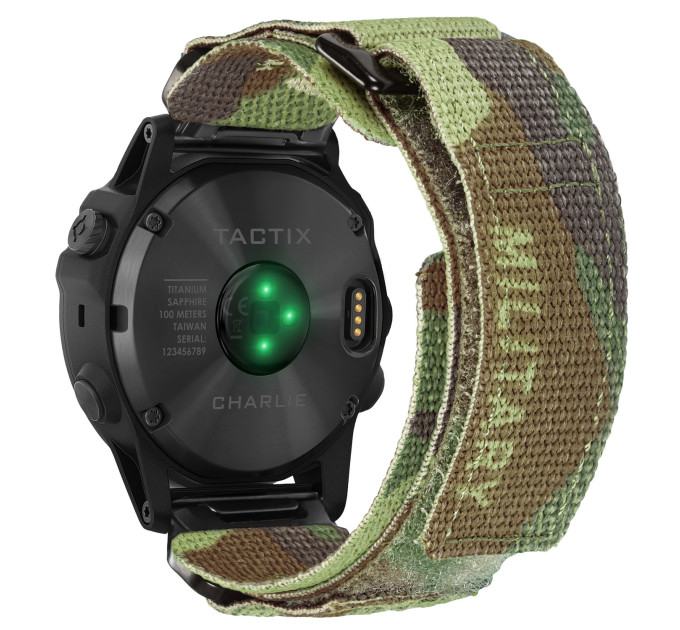 Ремінець для годинника Hemsut HGA131 Military nylon strap with Velcro Garmin Camo Green  22 mm