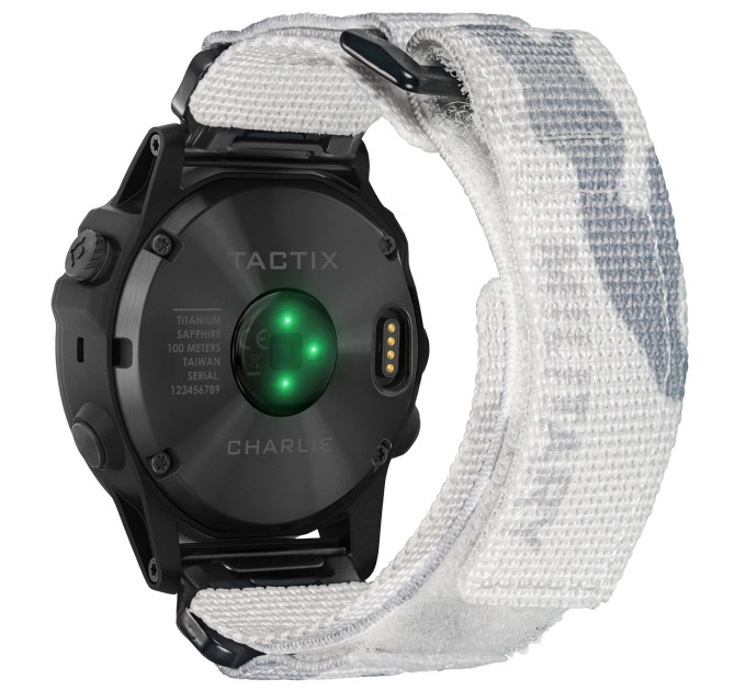 Ремінець для годинника Hemsut HGA131 Military nylon strap with Velcro Garmin Camo White 20 mm