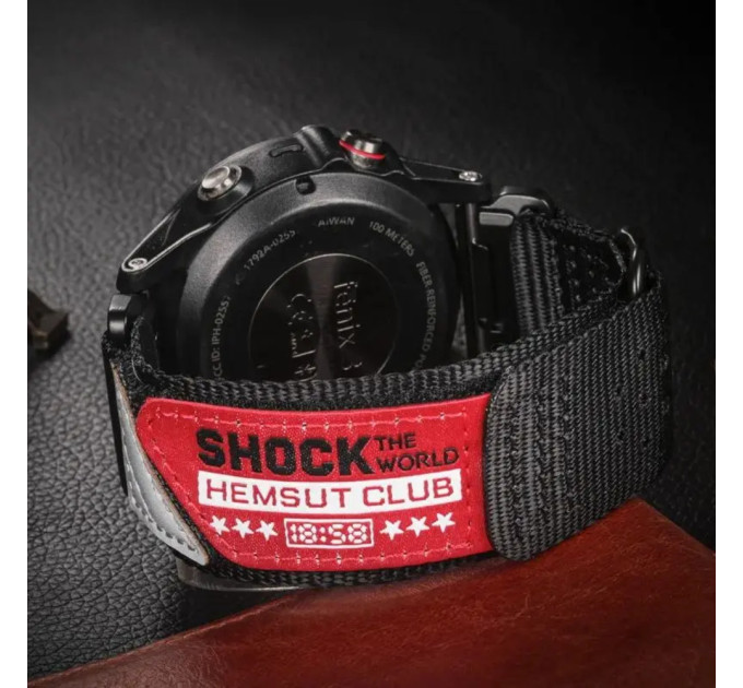 Ремінець для годинника Hemsut HGA142 Shock the world Garmin Black 22 mm
