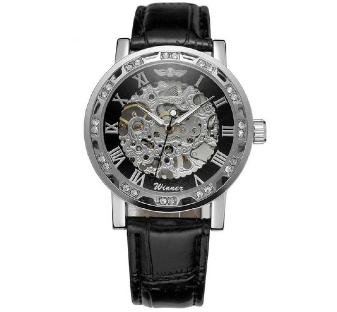 Winner 8008 Diamonds Automatic Black-Silver