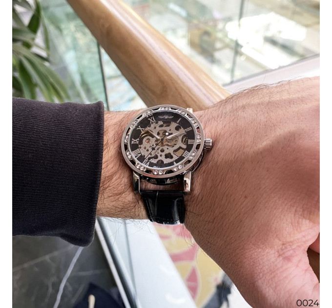 Winner 8008 Diamonds Automatic Black-Silver