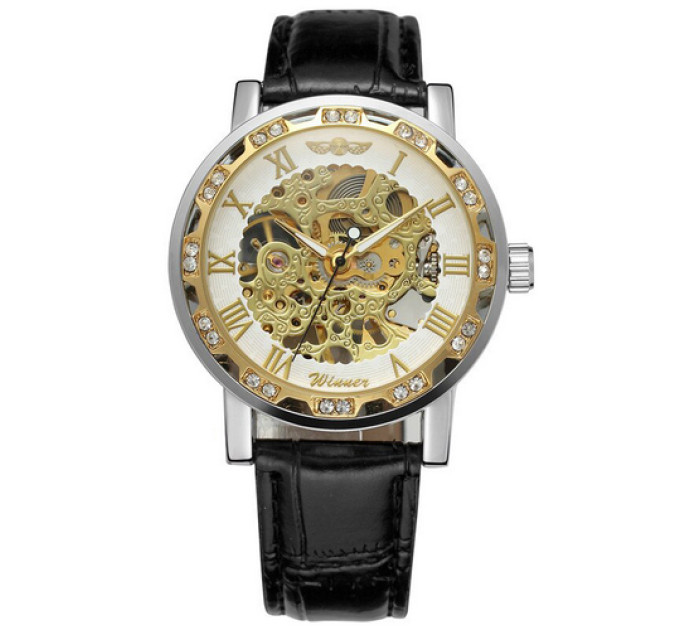 Winner 8012 Diamonds Automatic Black-Silver-Gold-White