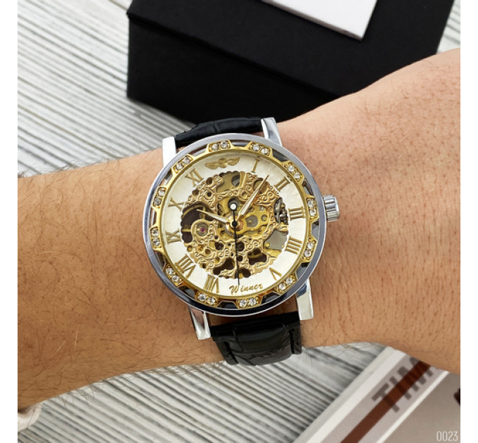 Winner 8012 Diamonds Automatic Black-Silver-Gold-White