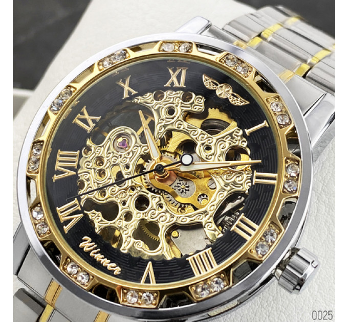 Winner 8012 Diamonds Automatic Silver-Black-Gold