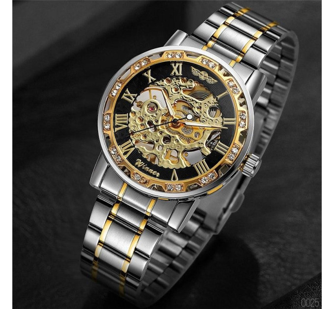 Winner 8012 Diamonds Automatic Silver-Black-Gold