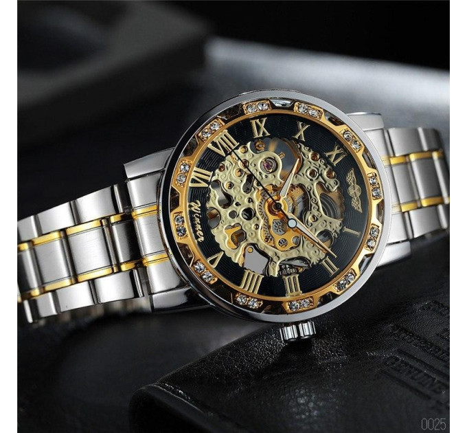 Winner 8012 Diamonds Automatic Silver-Black-Gold