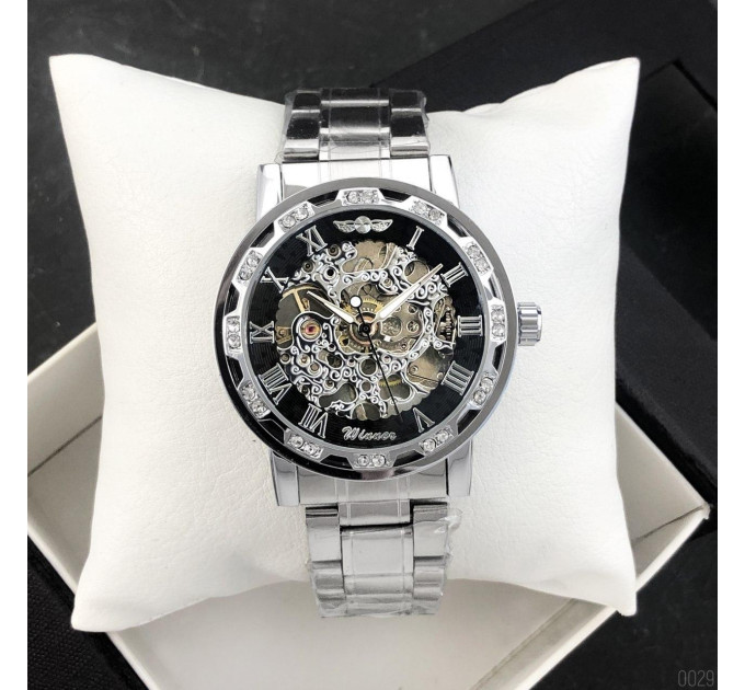 Winner 8012 Diamonds Automatic Silver-Black