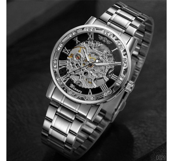 Winner 8012 Diamonds Automatic Silver-Black