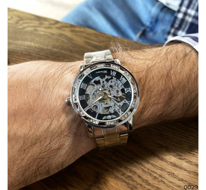 Winner 8012 Diamonds Automatic Silver-Black