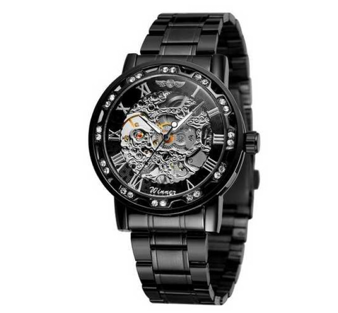 Winner 8012 Diamonds Automatic Black-Silver