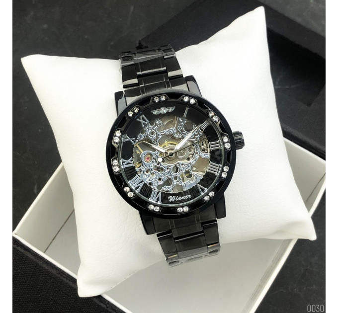 Winner 8012 Diamonds Automatic Black-Silver