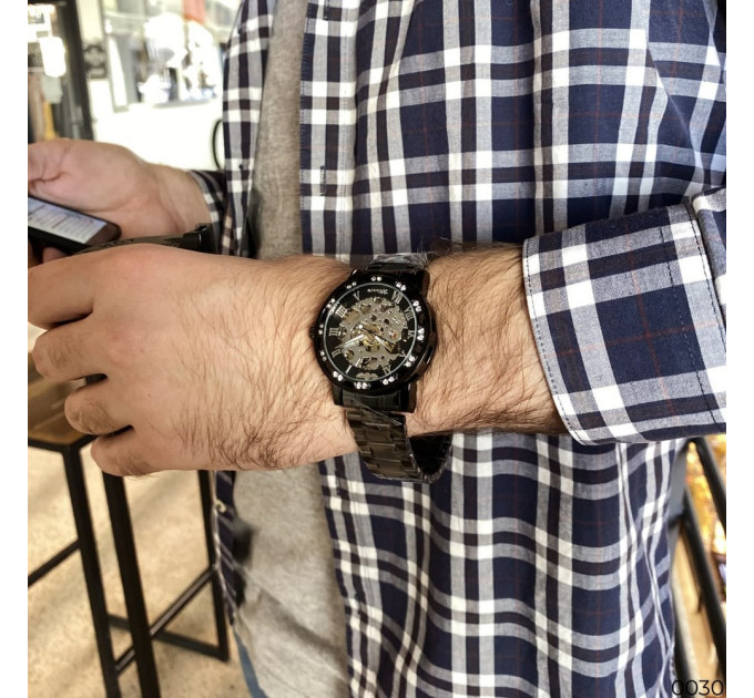 Winner 8012 Diamonds Automatic Black-Silver