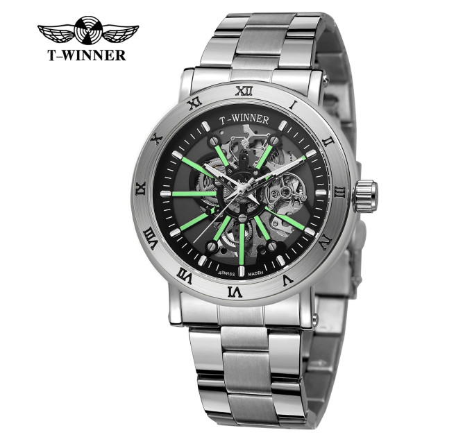 Forsining 8256 Silver-Black Steel
