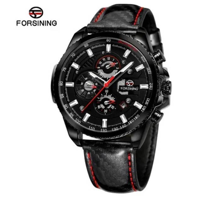 Forsining 6909 All Black Leather
