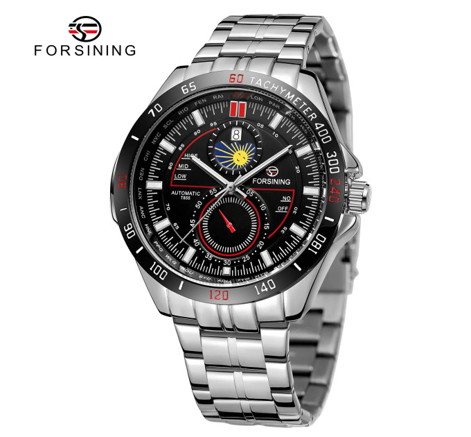 Forsining 8238 Silver-Black Steel