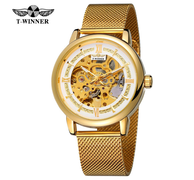 Forsining 8173 Gold-White Mesh