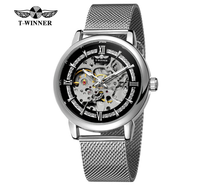Forsining 8173 Silver-Black Mesh