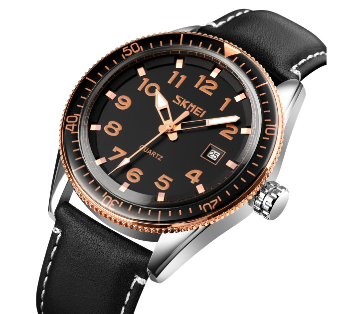 Skmei 9232LRGBK Rose-Gold Black Leather SALE