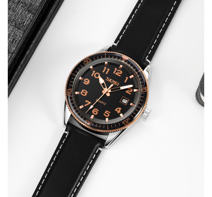 Skmei 9232LRGBK Rose-Gold Black Leather SALE