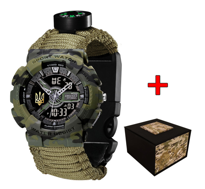 Awarder 005 Тризуб золото Camo Green Паракордовий ремінець Army Green