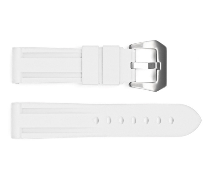 Ремінець для годинника 3001 Silicone White-Silver 24 мм.