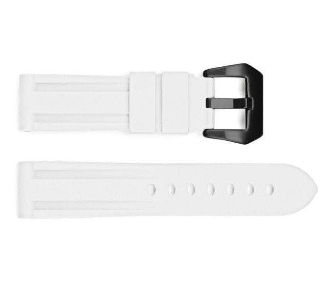 Ремінець для годинника 3001 Silicone White-Black 24 мм.