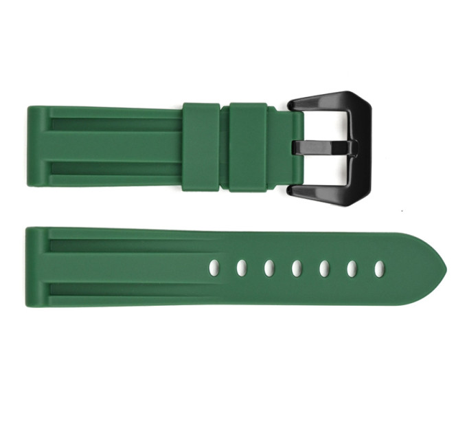 Ремінець для годинника 3001 Silicone Green-Black 24 мм.