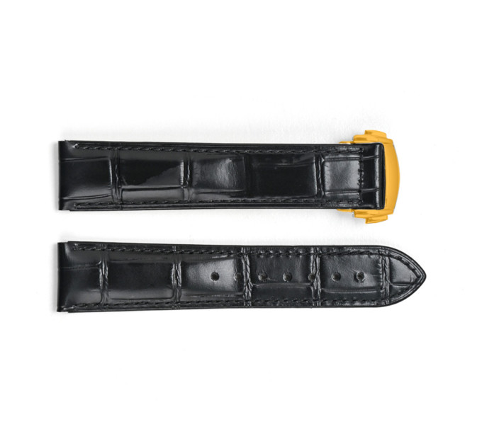 Шкіряний ремінець 3002 Black-Gold 22 мм.