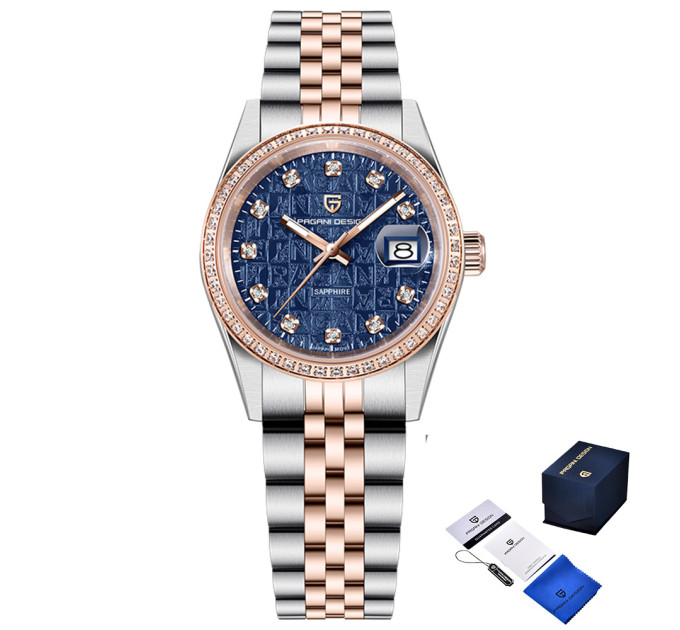 Pagani Design PD-1794L Silver-Rose Gold-Blue