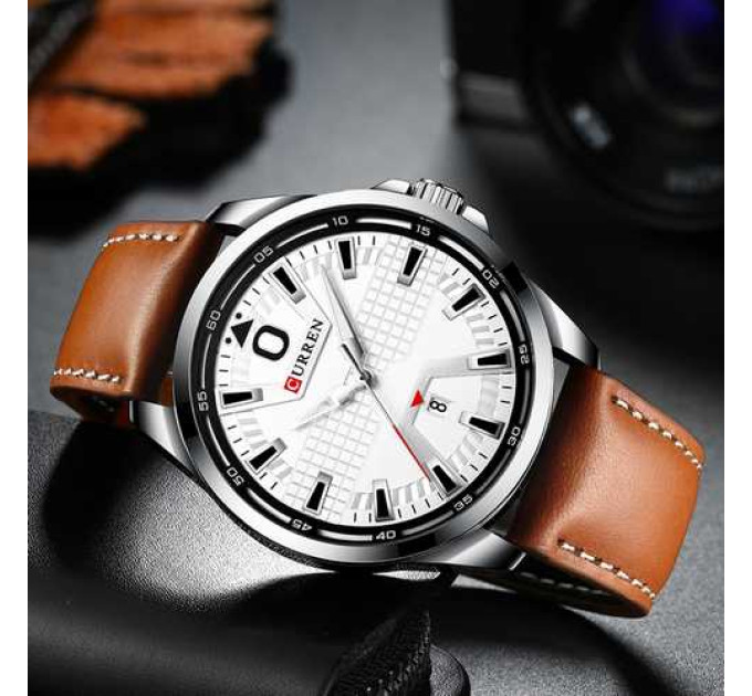 Curren 8379 Silver-White-Brown