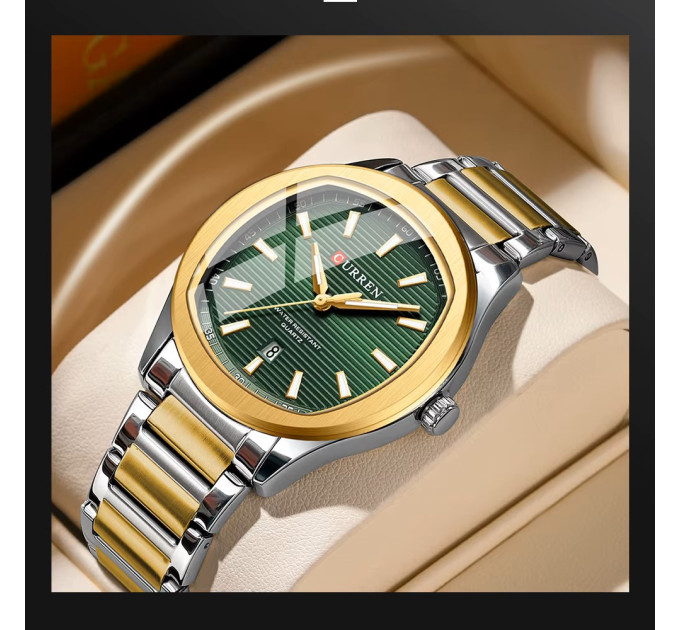 Curren 8474 Silver-Gold-Green