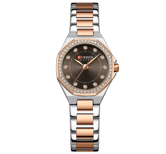 Curren 9100 Silver-Rose Gold-Brown