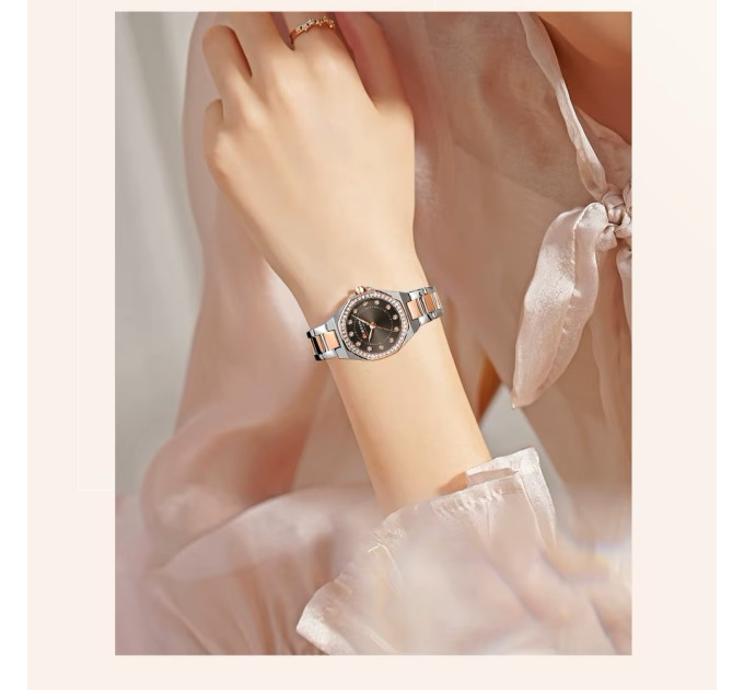 Curren 9100 Silver-Rose Gold-Brown