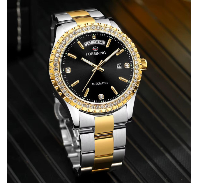 Forsining 6919 Silver-Gold-Black Steel