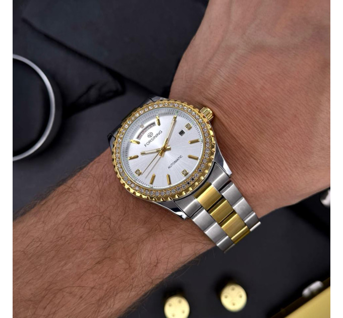Forsining 6919 Silver-Gold-White Steel