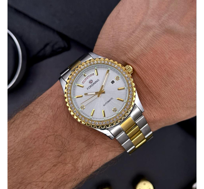 Forsining 6919 Silver-Gold-White Steel