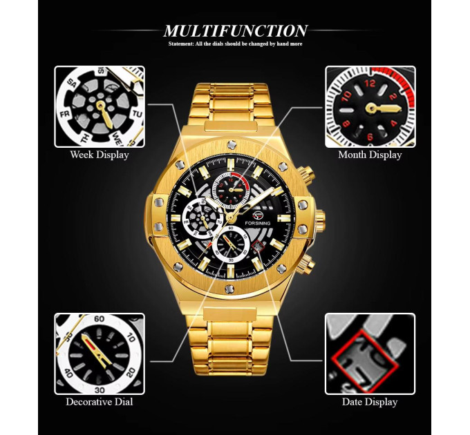 Forsining 6914 Gold-Black Steel