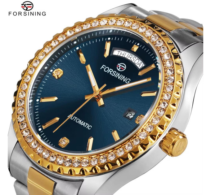Forsining 6919 Silver-Gold-Blue Steel