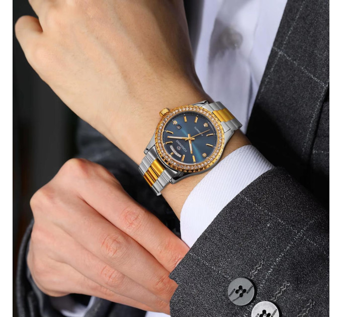 Forsining 6919 Silver-Gold-Blue Steel