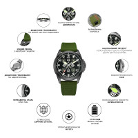 Awarder Embroidery Silver-Green Black Battery 10ATM